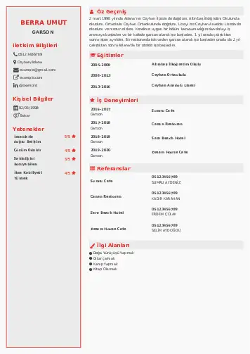 Garson CV Örnekleri cv indir